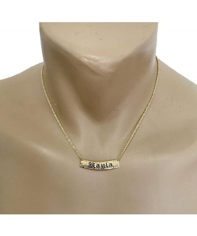 Hawaiian Heirloom Jewelry Custom 14k Gold Horizontal Pendant with Your Name in Black Enamel 20" Total Length 10mm Width $392....