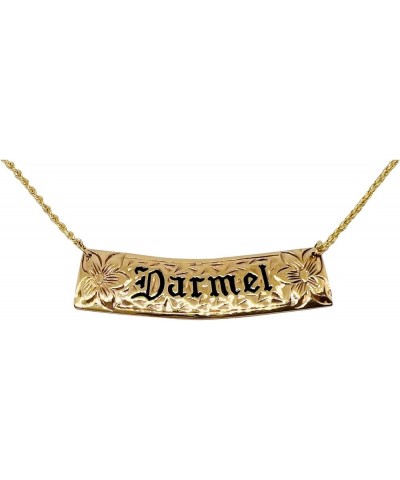 Hawaiian Heirloom Jewelry Custom 14k Gold Horizontal Pendant with Your Name in Black Enamel 20" Total Length 10mm Width $392....