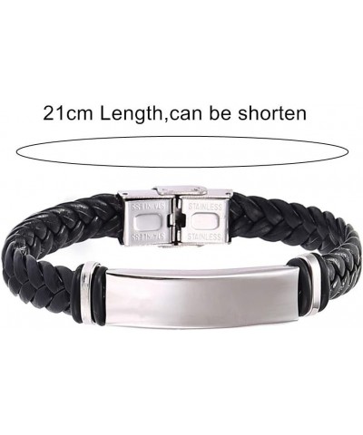 Medical Alert ID Bracelets for Men Women Adjustable Braided Leather Wristband Emergency Identification Cuff Bracelet Health S...