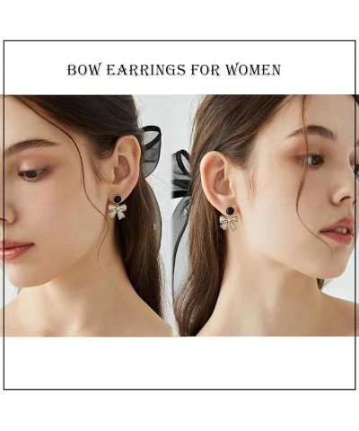 3pairs Gold Bow Earrings Small Classic Bow Stud Earrings Gold Bow Knot Earrings Pearl Bow Earrings Pink Bow Earrings Bow Drop...