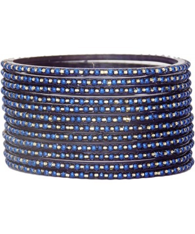 Indian Bollywood Traditional Glass Bangles Set Churi Multi Color Bangle Bracelet For Women Jewelry Bangles Dark Blue 2.8 Inch...