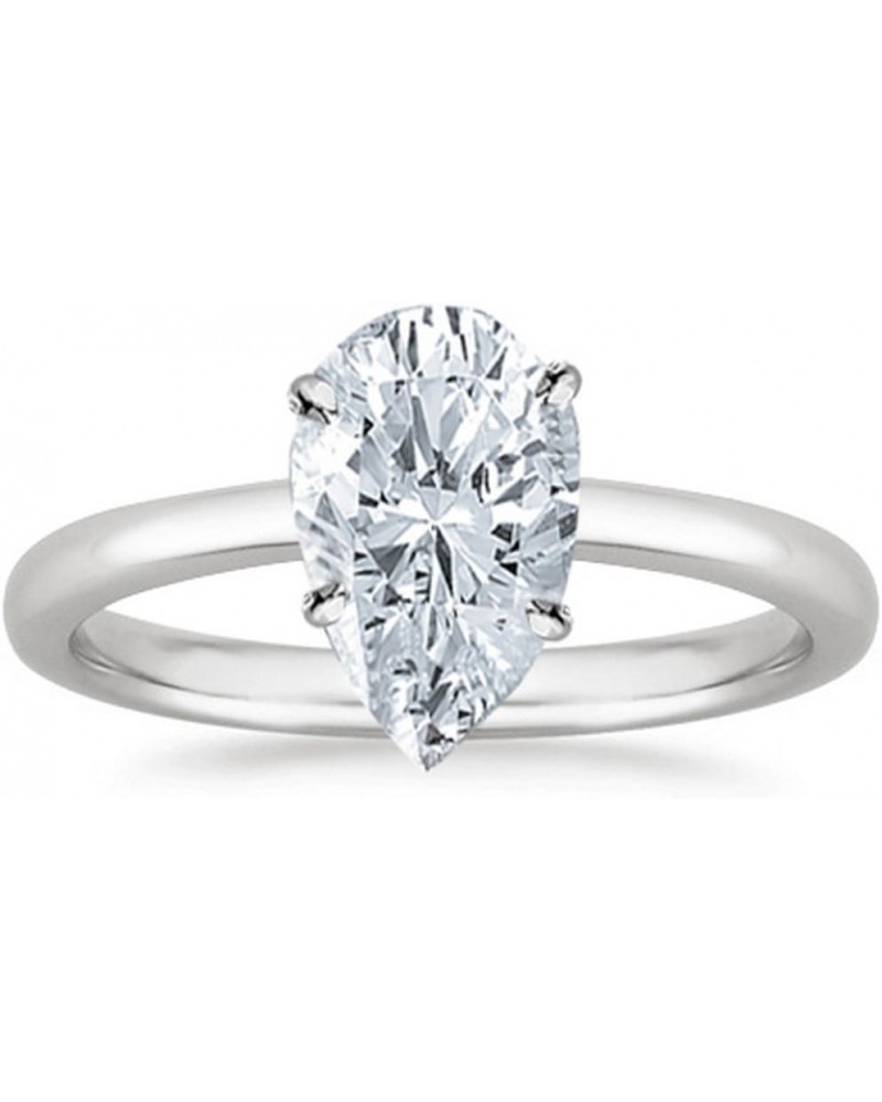 14K White Gold 3/4-5 Carat LAB GROWN Solitaire IGI CERTIFIED Diamond Engagement Ring (H-I Color VS2-SI1 Clarity) Ring Size 4....