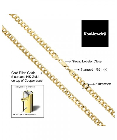 Solid 14k Yellow Gold Filled Miami Cuban Curb Chain Necklace for Men and Women (3.2 mm, 4 mm, 5 mm, 6 mm, 7.4 mm or 9 mm) 30 ...