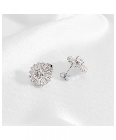 Plated Gold Silver Bling Bling Cubic Zirconia Daisy Flower Stud Earrings for Women Girls silver $9.68 Earrings