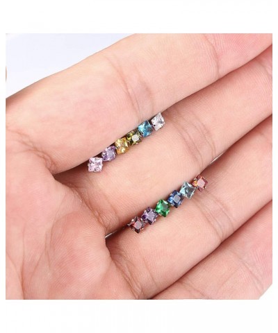 Stainless Steel Shiny Cubic Zirconia Earring Studs A-12 Pairs 3MM $10.19 Earrings