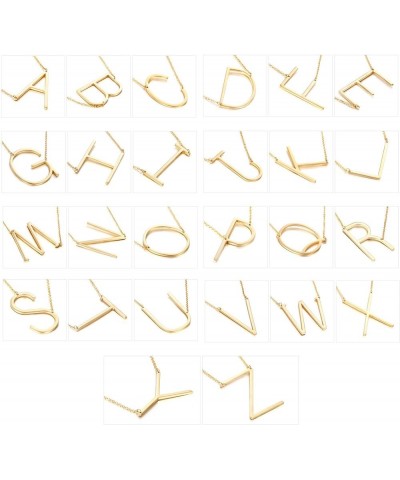 Initial Letter Necklace Gold Plated Stainless Steel Alphabet Sideways Personalized Necklace Name Jewelry Chain V $6.88 Necklaces