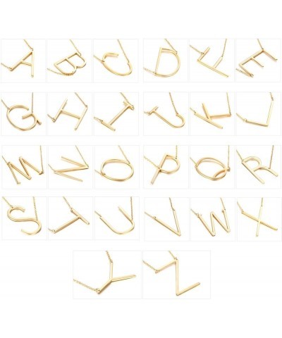 Initial Letter Necklace Gold Plated Stainless Steel Alphabet Sideways Personalized Necklace Name Jewelry Chain V $6.88 Necklaces