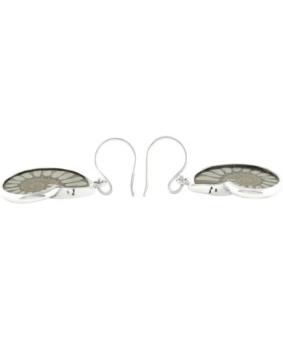 Ammonite Earrings with Gemstone Inlay Pyrite $62.92 Earrings