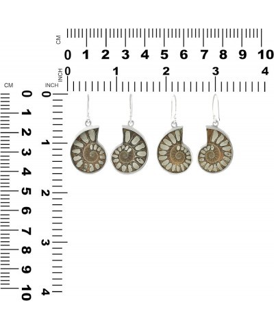 Ammonite Earrings with Gemstone Inlay Pyrite $62.92 Earrings