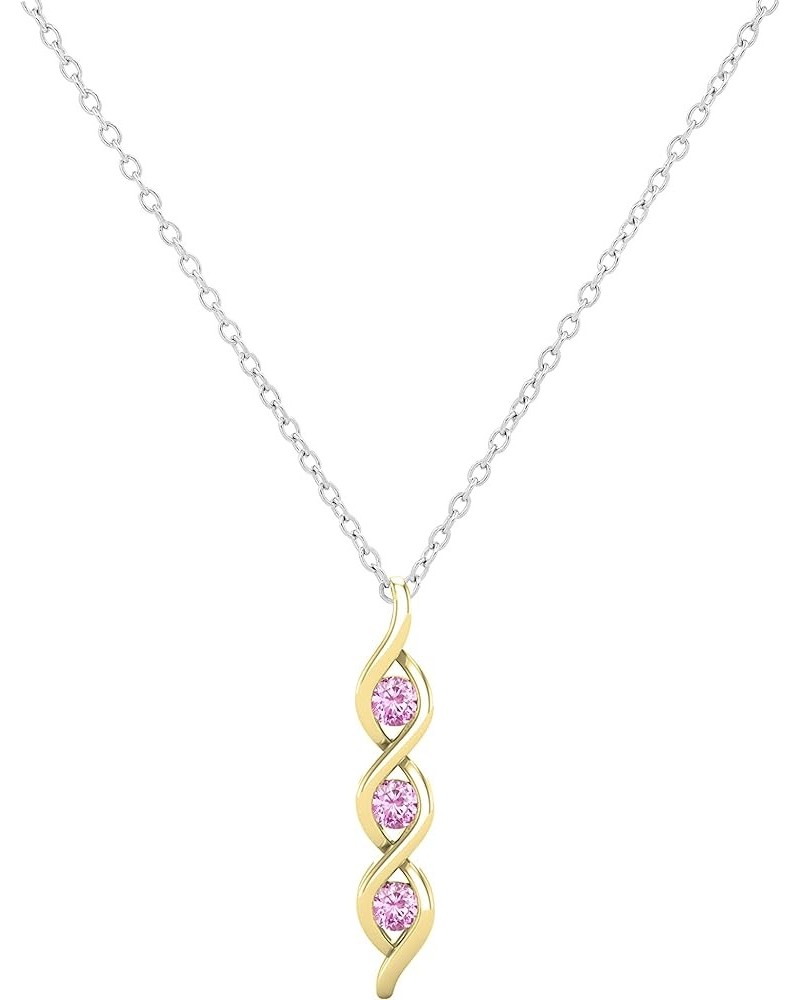 Ladies Twist 3 Stone Infinity Pendant (Silver Chain Included), Available in Various Round Diamonds, Gemstones & Metal in 10K/...