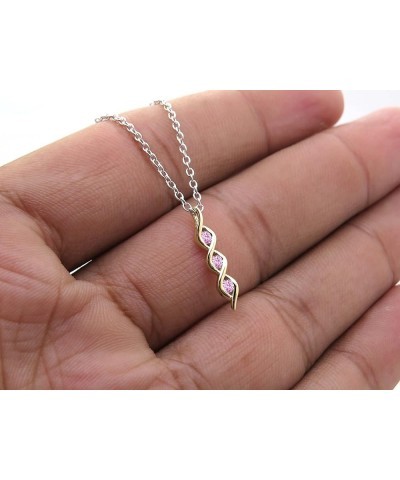 Ladies Twist 3 Stone Infinity Pendant (Silver Chain Included), Available in Various Round Diamonds, Gemstones & Metal in 10K/...