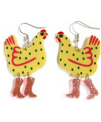 Cute Acrylic Animal Drop Earrings Colorful Boots Chicken Hen Dinosaur Lovely Panda with Bamboos Funny Animal Dangle Earrings ...