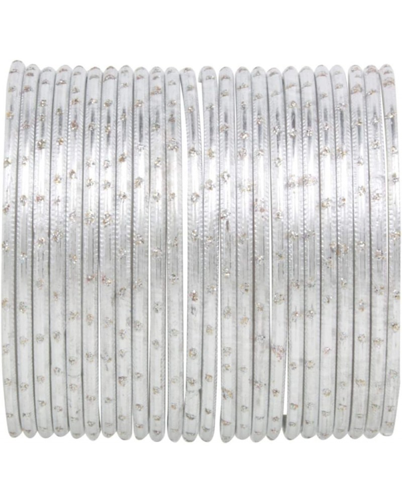 Indian Bangles Set Bollywood Plain Metal Bangle Bracelets Costume Jewelry for Women & Girls White (Set of 24 Pcs) 2-4 $10.82 ...