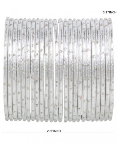 Indian Bangles Set Bollywood Plain Metal Bangle Bracelets Costume Jewelry for Women & Girls White (Set of 24 Pcs) 2-4 $10.82 ...