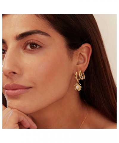 Huggie Hoop Earrings for Women Gold Dangle Drop 18K Gold Filled Dainty Small Simple Hypoallergenic Jewelry Sun $8.50 Earrings