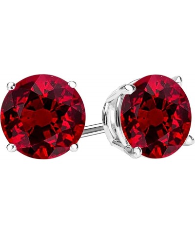 1/2-10 Carat Total Weight Natural Ruby Stud Earrings 4 Prong Push Back 0.74 Carat 14K White Gold $1.00 Earrings