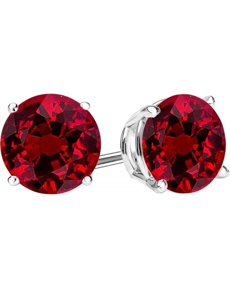 1/2-10 Carat Total Weight Natural Ruby Stud Earrings 4 Prong Push Back 0.74 Carat 14K White Gold $1.00 Earrings