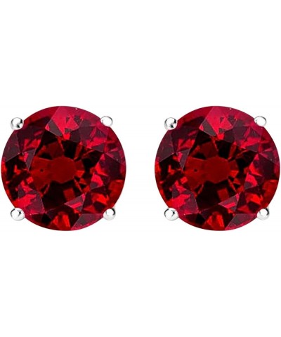 1/2-10 Carat Total Weight Natural Ruby Stud Earrings 4 Prong Push Back 0.74 Carat 14K White Gold $1.00 Earrings