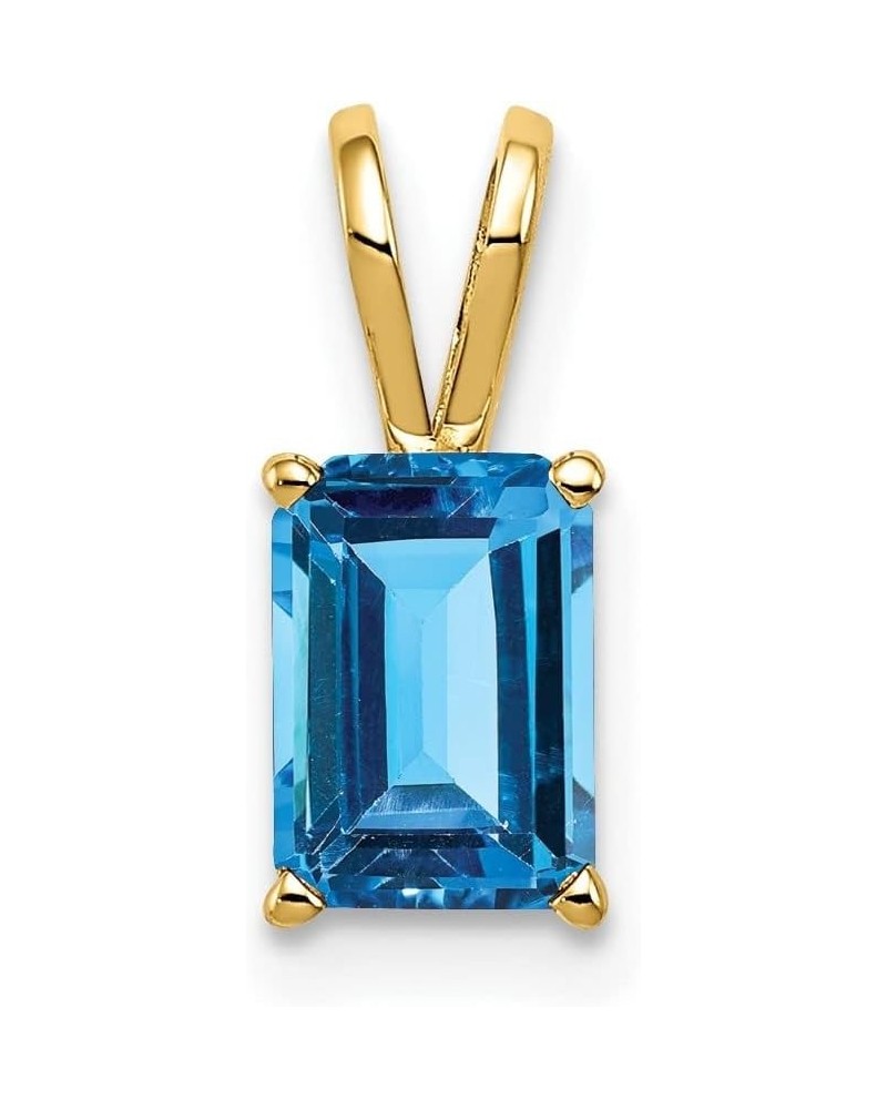 14K Yellow Gold 8x6mm Emerald Cut Gemstone Pendant for Women swiss-blue-topaz $65.10 Pendants