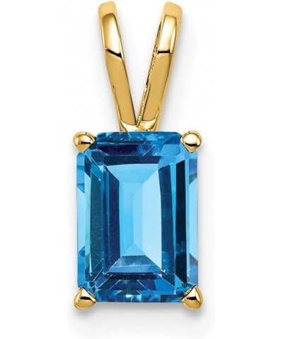 14K Yellow Gold 8x6mm Emerald Cut Gemstone Pendant for Women swiss-blue-topaz $65.10 Pendants