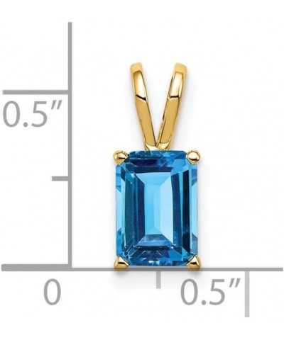 14K Yellow Gold 8x6mm Emerald Cut Gemstone Pendant for Women swiss-blue-topaz $65.10 Pendants