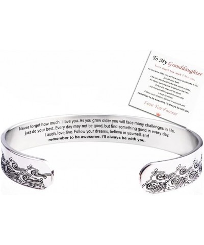 To My Granddaughter Bracelet Gifts From Grandma for Women Adjustable Stainless Steel Inspirational Bracelet for Girls with a ...