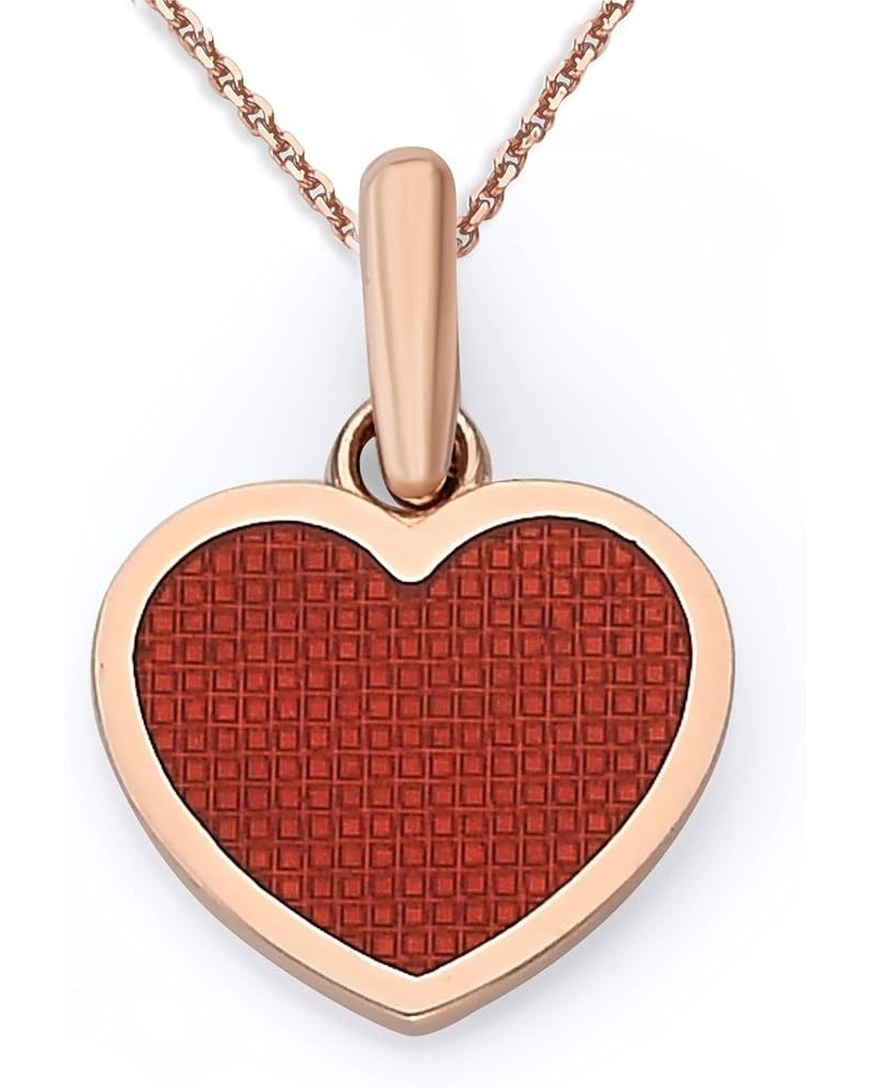 Heart Pendant Necklace in Solid 14k Gold, Red Enamel, Made in America 20" Necklace Rose Gold $55.10 Necklaces