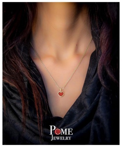 Heart Pendant Necklace in Solid 14k Gold, Red Enamel, Made in America 20" Necklace Rose Gold $55.10 Necklaces