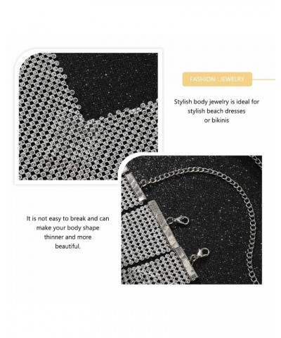 Rhinestone Body Chain Silver Chest Chain Party Body Jewelry Sparkly Halter Bra Chain Club Belly Accessories for Women and Gir...