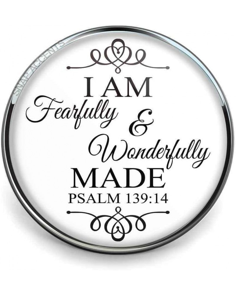 Fearfully and Wonderfully Made Snap Jewelry 18MM Bible Verse Scripture Psalm 139 Ginger Charm Button Fits Customizable Bracel...