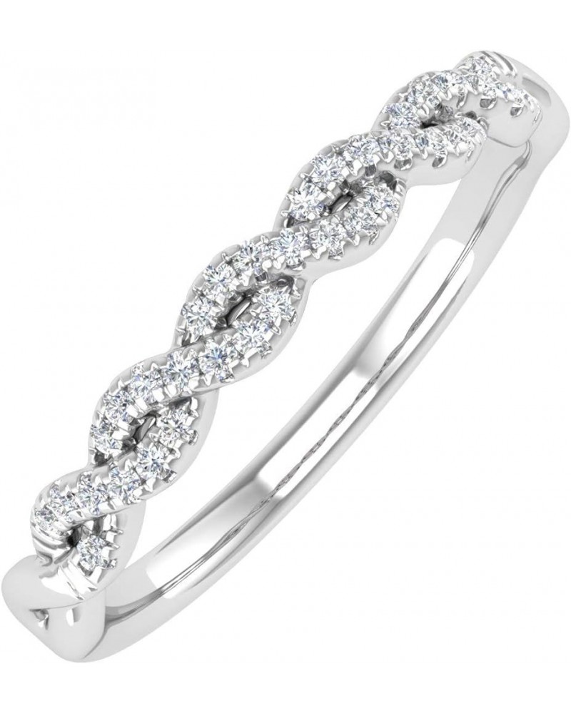 1/10 Carat Twisted Diamond Wedding Band Ring in 10K Solid Gold - IGI Certified White Gold $70.20 Bracelets