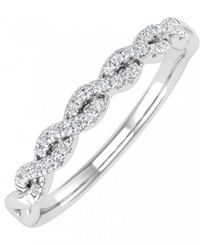 1/10 Carat Twisted Diamond Wedding Band Ring in 10K Solid Gold - IGI Certified White Gold $70.20 Bracelets