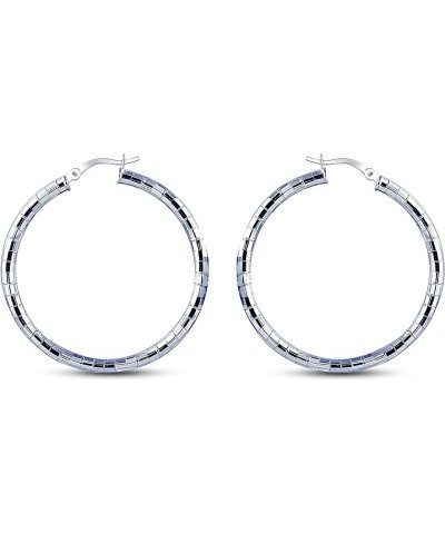 925 Sterling Silver Hoop Earrings for Women Diamond-Cut Classic Textured Italian Design Click-Top Hoop Earrings for Women (15...