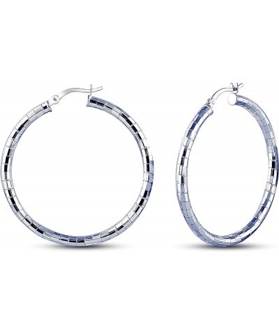 925 Sterling Silver Hoop Earrings for Women Diamond-Cut Classic Textured Italian Design Click-Top Hoop Earrings for Women (15...