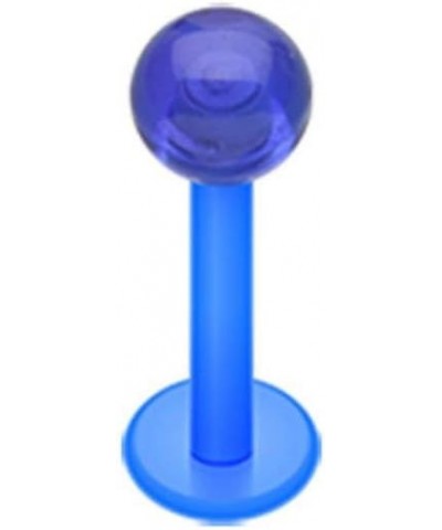 Basic UV Acrylic Flexible Shaft Labret 14 GA, Length: 10mm, Ball: 4mm, Blue $8.31 Body Jewelry