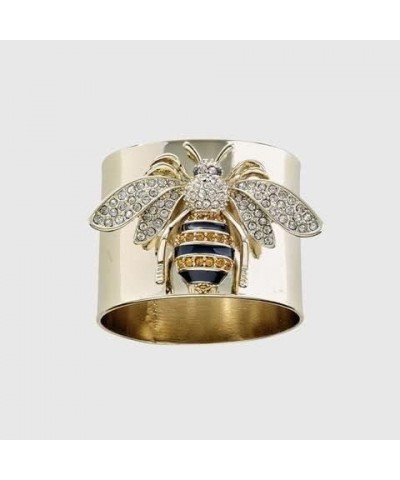 14K Gold Plating Bee Ring Men's Women's Signet Ring Hammered Handmade Turkish Artisan Designer Jewelry Bee Wide Full of Zirco...