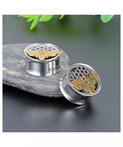 Stainless Steel Honeybee Ear Gauges Double Flared Tunnels for Ears Piercing Unscrew Ear Stretchers. A 00g(10mm) $10.19 Body J...