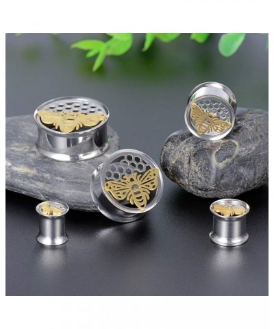 Stainless Steel Honeybee Ear Gauges Double Flared Tunnels for Ears Piercing Unscrew Ear Stretchers. A 00g(10mm) $10.19 Body J...