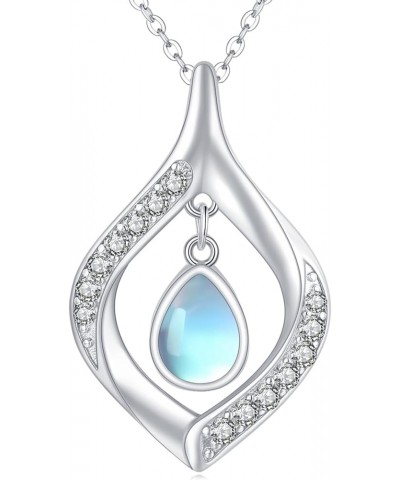 Moonstone Necklace 925 Sterling Silver Moonstone Teardrop/Heart/Star Pendant Cz Necklace Moonstone Jewelry Gift for Women Gir...