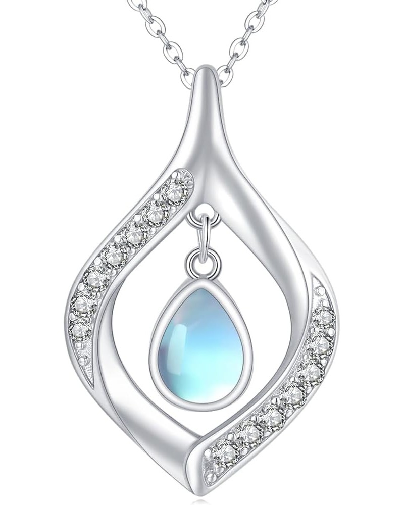 Moonstone Necklace 925 Sterling Silver Moonstone Teardrop/Heart/Star Pendant Cz Necklace Moonstone Jewelry Gift for Women Gir...