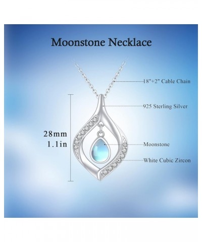 Moonstone Necklace 925 Sterling Silver Moonstone Teardrop/Heart/Star Pendant Cz Necklace Moonstone Jewelry Gift for Women Gir...