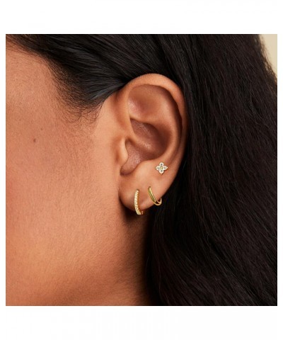 Gold Earrings for Women Trendy, Dainty Small Hoop Earrings Set Multiple Piercing Cute CZ Flower Huggie Stud Earring 14K Gold ...