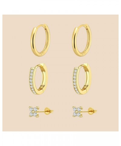 Gold Earrings for Women Trendy, Dainty Small Hoop Earrings Set Multiple Piercing Cute CZ Flower Huggie Stud Earring 14K Gold ...