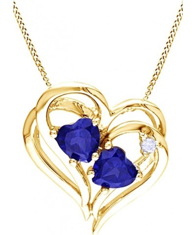 Simulated Blue Sapphire & Diamond Accent Heart Pendant Necklace In 925 Sterling Silver (0.15 Ct) Yellow-gold-plated-silver $4...