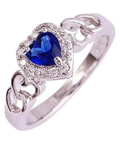 925 Silver Plated Ring Double Heart Rainbow Topaz Romantic Twist Proposal Wedding Engagement Band Ring US11 D_ Royalblue $4.6...