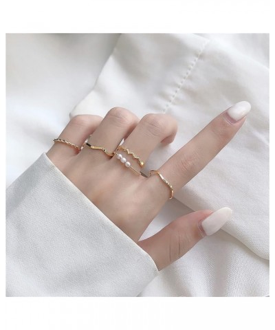 10 Pcs Gold Knuckle Rings Set For Women Dainty Stack Gold Midi Rings Set Simple Carved Stackable Ring for Girls 5 Pcs Wave Se...