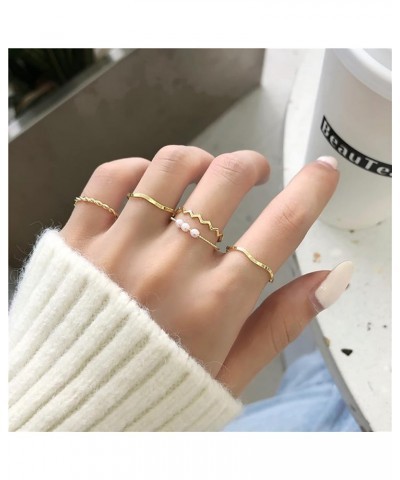 10 Pcs Gold Knuckle Rings Set For Women Dainty Stack Gold Midi Rings Set Simple Carved Stackable Ring for Girls 5 Pcs Wave Se...