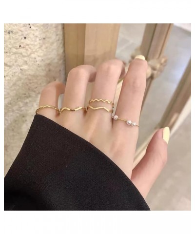 10 Pcs Gold Knuckle Rings Set For Women Dainty Stack Gold Midi Rings Set Simple Carved Stackable Ring for Girls 5 Pcs Wave Se...