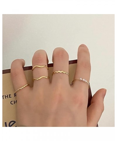 10 Pcs Gold Knuckle Rings Set For Women Dainty Stack Gold Midi Rings Set Simple Carved Stackable Ring for Girls 5 Pcs Wave Se...