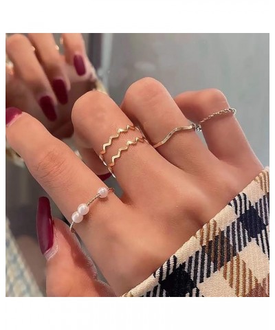 10 Pcs Gold Knuckle Rings Set For Women Dainty Stack Gold Midi Rings Set Simple Carved Stackable Ring for Girls 5 Pcs Wave Se...